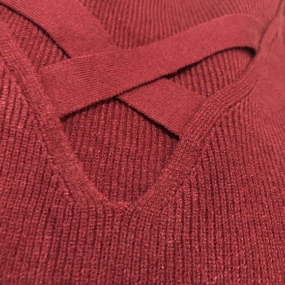 Wine Crisscross Sweater - Picture 3 of 3